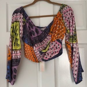 MINKPINK Sunset Patchwork Midriff Top